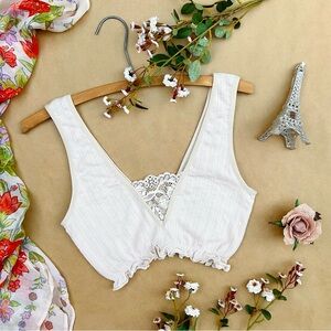 Anthro ❉ Lia Pointelle Lace Bralette in Light Sand Size XXS / XS